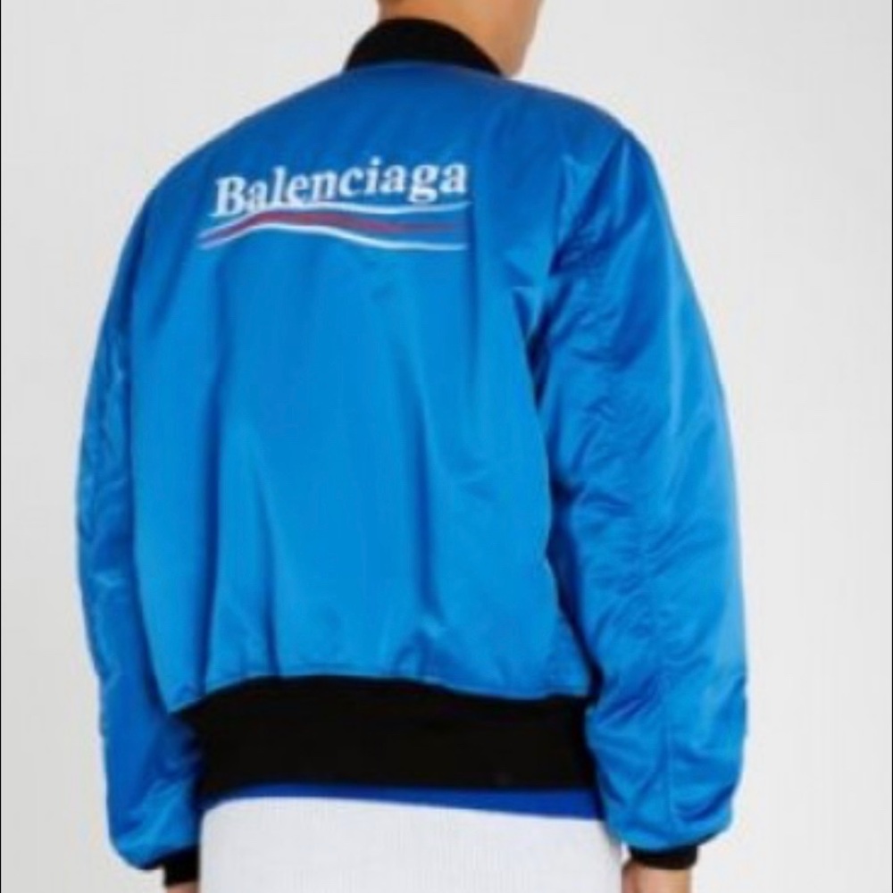 Mens Blue Logo-embroidered Shell Bomber Jacket